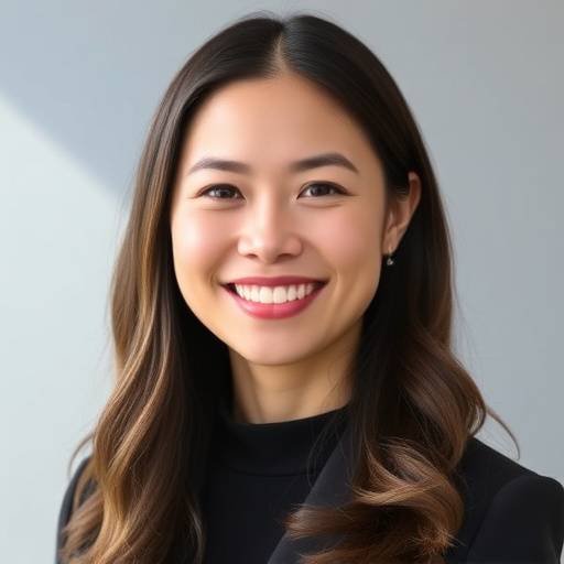 Professional headshot of Sarah Chen, smiling warmly